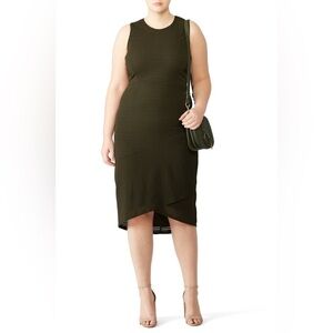 Hutch Olive Green Blair Sleeveless Ribbed Panel Midi Dress Size Large
